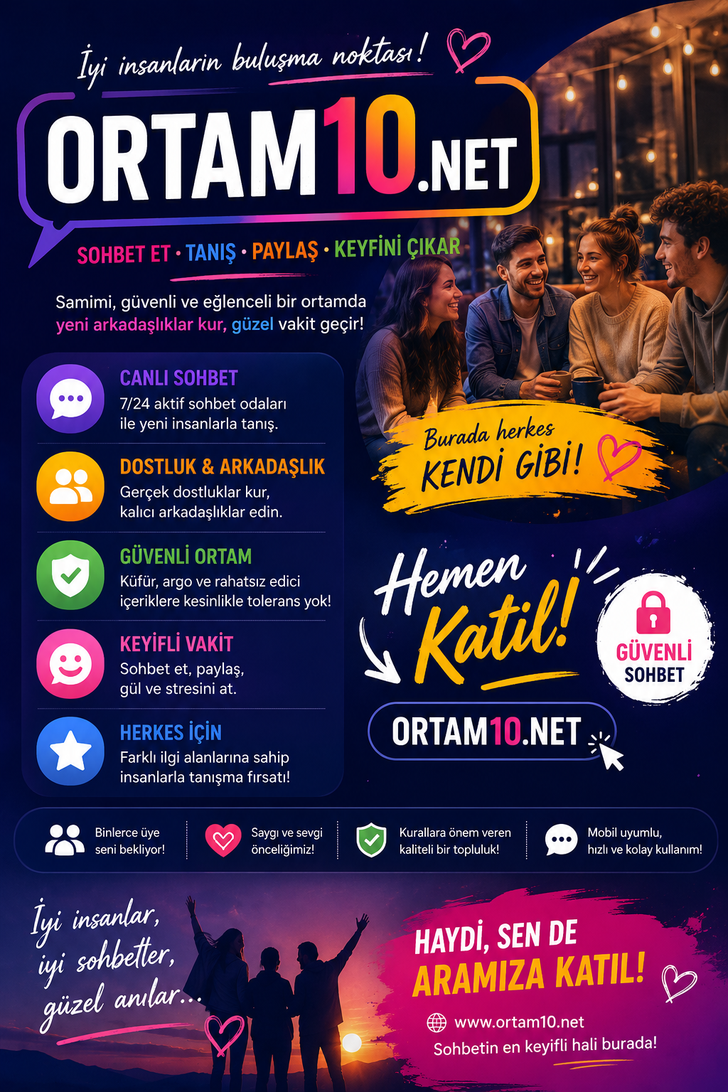 Tamamen Ücretsiz Sesli Chat ve Mobil Sohbet Platformu – Ortam10.Net